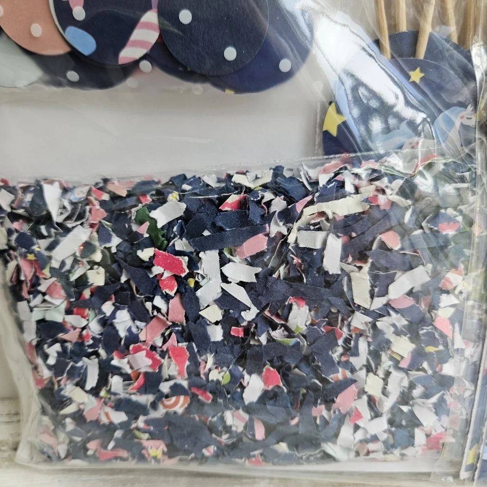 Navy Blue and Pink Unicorn Party Decoration Set with Confetti